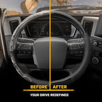 18-Inch RV & Semi Truck Black Faux Leather Steering Wheel Cover Bundle