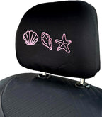 Sea Shell embroidered car headrest covers set of two - Pink