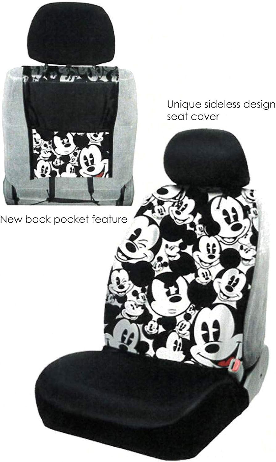 14PC Mickey Mouse Car Accessories Bundle Set | Car Seat Covers Embroidered Headrest Covers & Heavy Duty Floor Mats | Universal Fit for Cars Trucks, SUVs | Ideal for Men, Women Gift - Yupbizauto