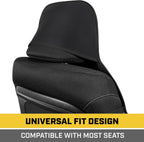 Caterpillar Waterproof Automotive Seat Cover for Cars Trucks and SUVs, 1 Piece Bundle Pack – Durable Neoprene Seat Protector for Front Seats, Black Car Seat Cover with Black Trim - Yupbizauto