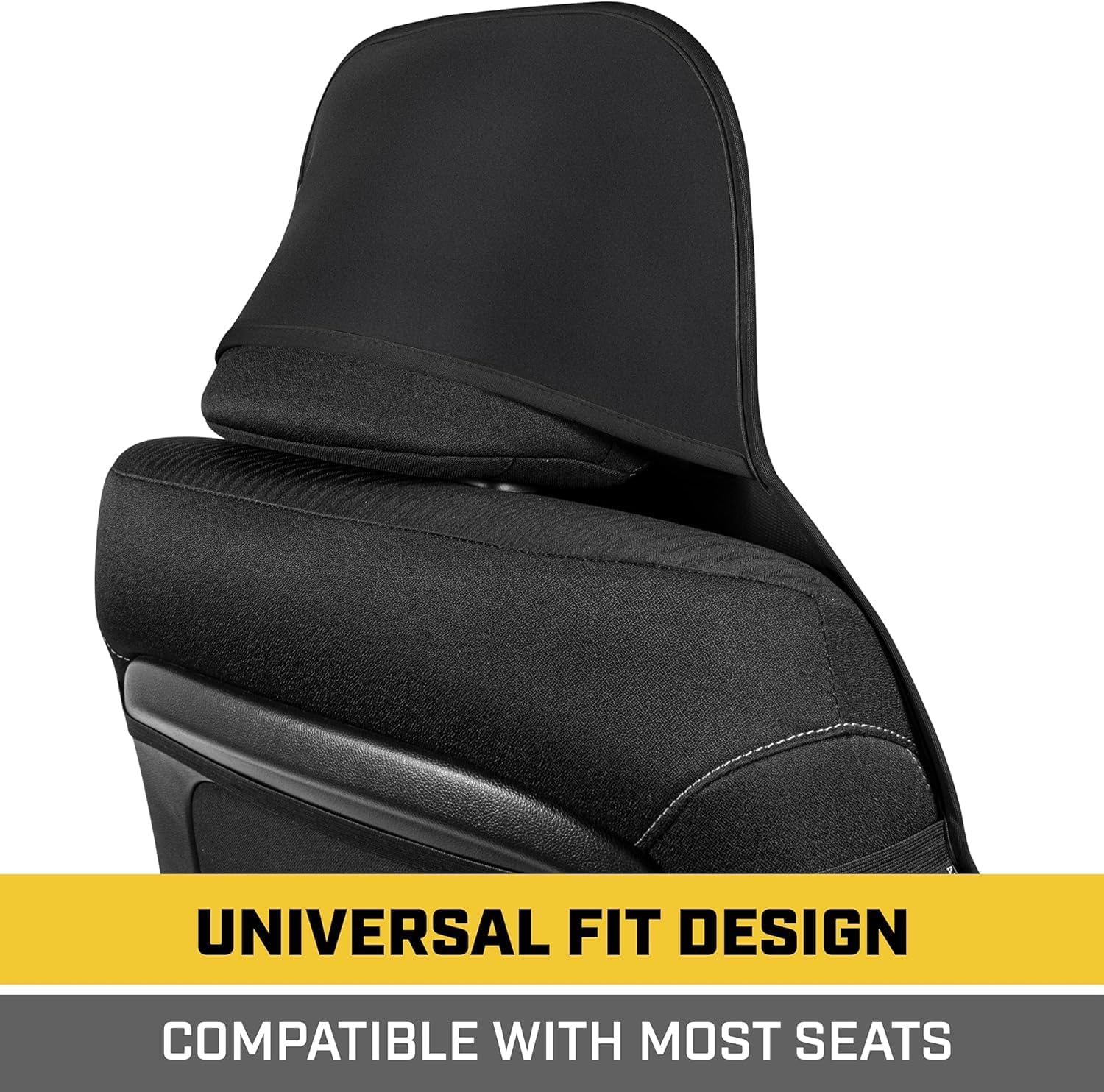 Caterpillar Waterproof Automotive Seat Cover for Cars Trucks and SUVs, 1 Piece Bundle Pack – Durable Neoprene Seat Protector for Front Seats, Black Car Seat Cover with Black Trim - Yupbizauto