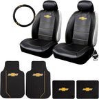 Premium Sideless Seat Cover Bundle Set with Floor Mats & Steering Wheel Cover – for Chevrolet Cars, Trucks, and SUVs - Yupbizauto
