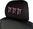 Coquette pink bow embroidered headrest covers set of two