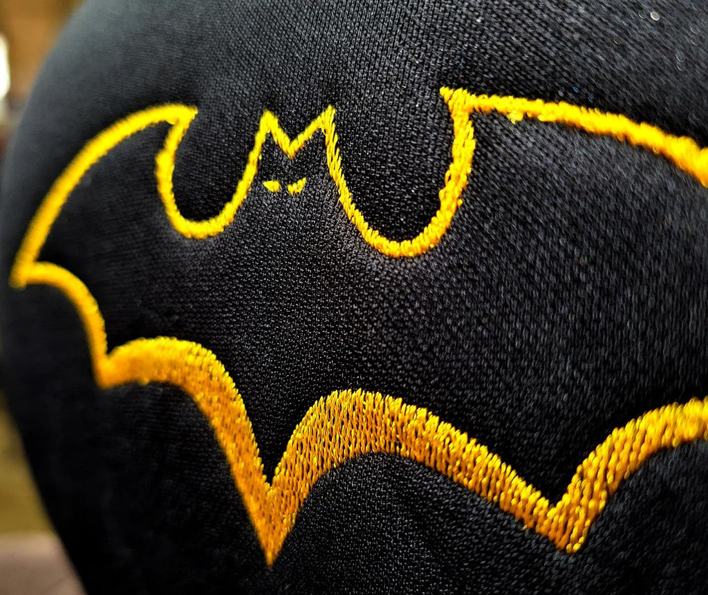 DC Comics Batman Logo Premium Car Accessories Seat Covers with Shoulder Pads and Steering Wheel Cover| Bat Headrest Covers | Air Freshener, Bundle Set