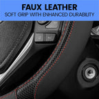 Yupbizauto Faux Leather Steering Wheel Cover with Air Freshener Set