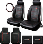 Premium Sideless Seat Cover Bundle Set with Floor Mats & Steering Wheel Cover – Compatible with Dodge Cars, Trucks, and SUVs - Yupbizauto