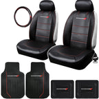 Premium Sideless Seat Cover Bundle Set with Floor Mats & Steering Wheel Cover – Compatible with Dodge Cars, Trucks, and SUVs - Yupbizauto
