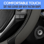 Yupbizauto Faux Leather Steering Wheel Cover with Air Freshener Set