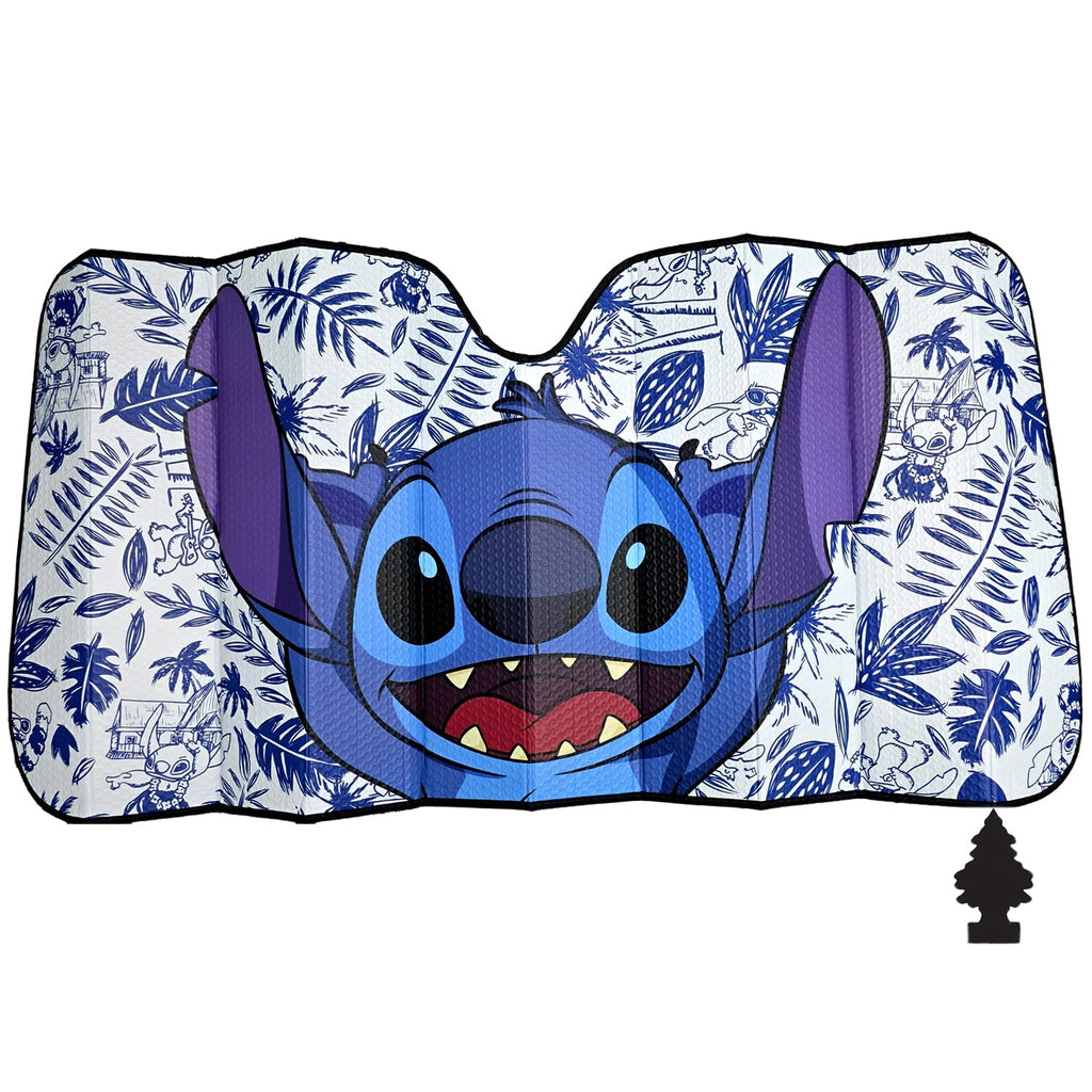 Disney Stitch blue hibiscus windshield sunshade bundle