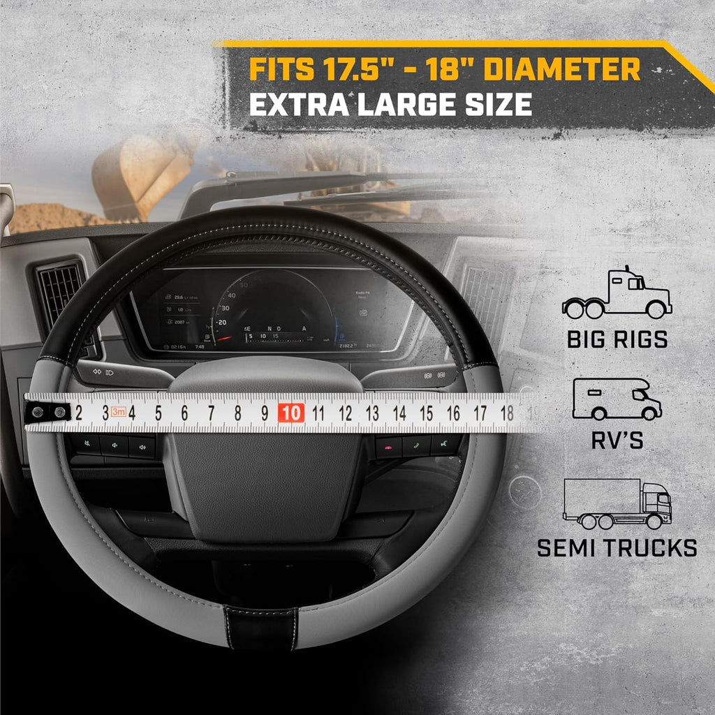 18-Inch RV & Semi Truck Faux Leather Steering Wheel Cover Bundle