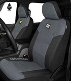 Caterpillar Car Truck Seat Covers for Front Seats Set - Black and Grey Automotive Seat Covers Bundle with Air Freshener - Yupbizauto