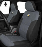 Caterpillar Car Truck Seat Covers for Front Seats Set - Black and Grey Automotive Seat Covers Bundle with Air Freshener - Yupbizauto