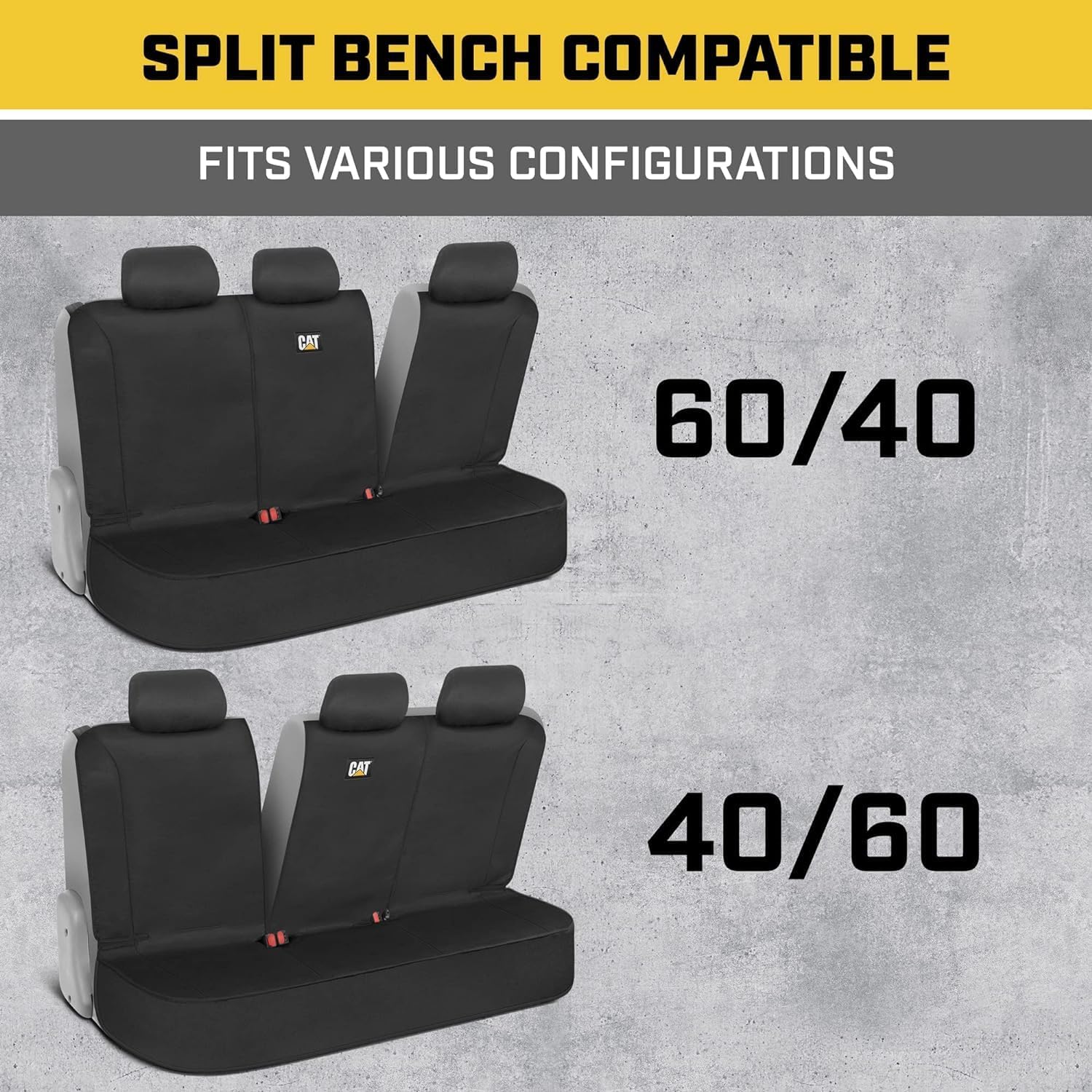 Caterpillar Waterproof Rear Bench Seat Cover for Car Truck, SUV Black Heavy-Duty Water-Resistant Protection with Air Freshener Bundle Durable Auto Interior Accessories - Yupbizauto