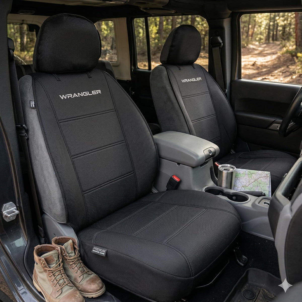 Neoprene Sideless Front Seat Covers for Jeep Wrangler with Air Freshener