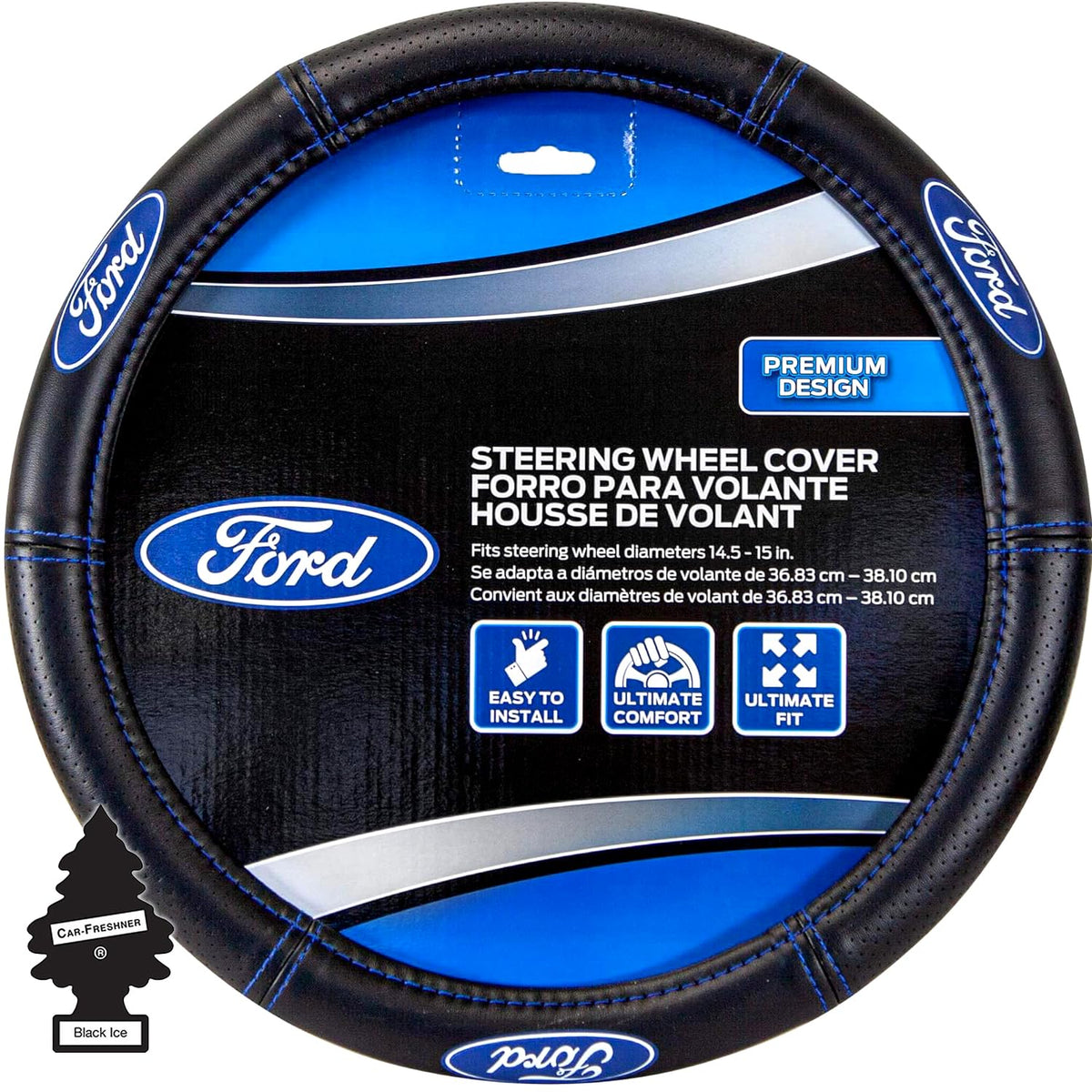 Plasticolor Ford Steering Wheel Cover Bundle with Air Freshener Set