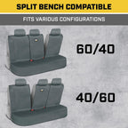 Caterpillar Universal Rear Bench Seat Cover Grey Bundle - Water-Resistant, Heavy-Duty Car, Truck, SUV Protector - Durable, Easy Install, Perfect for Pets, Work, Travel - Fits Most Vehicles - Yupbizauto