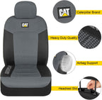 Caterpillar Car Truck Seat Covers for Front Seats Set - Black and Grey Automotive Seat Covers Bundle with Air Freshener - Yupbizauto