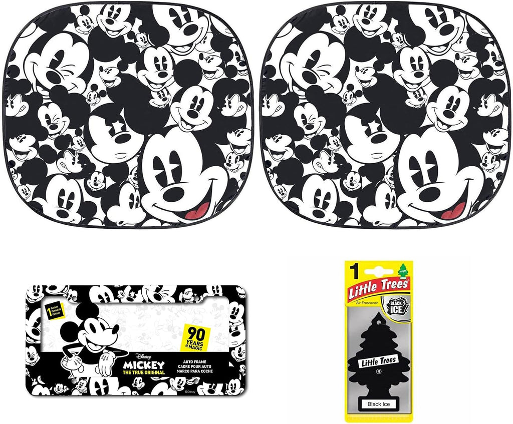 Disney Mickey Expressions Sunshade and License Plate Frame Bundle