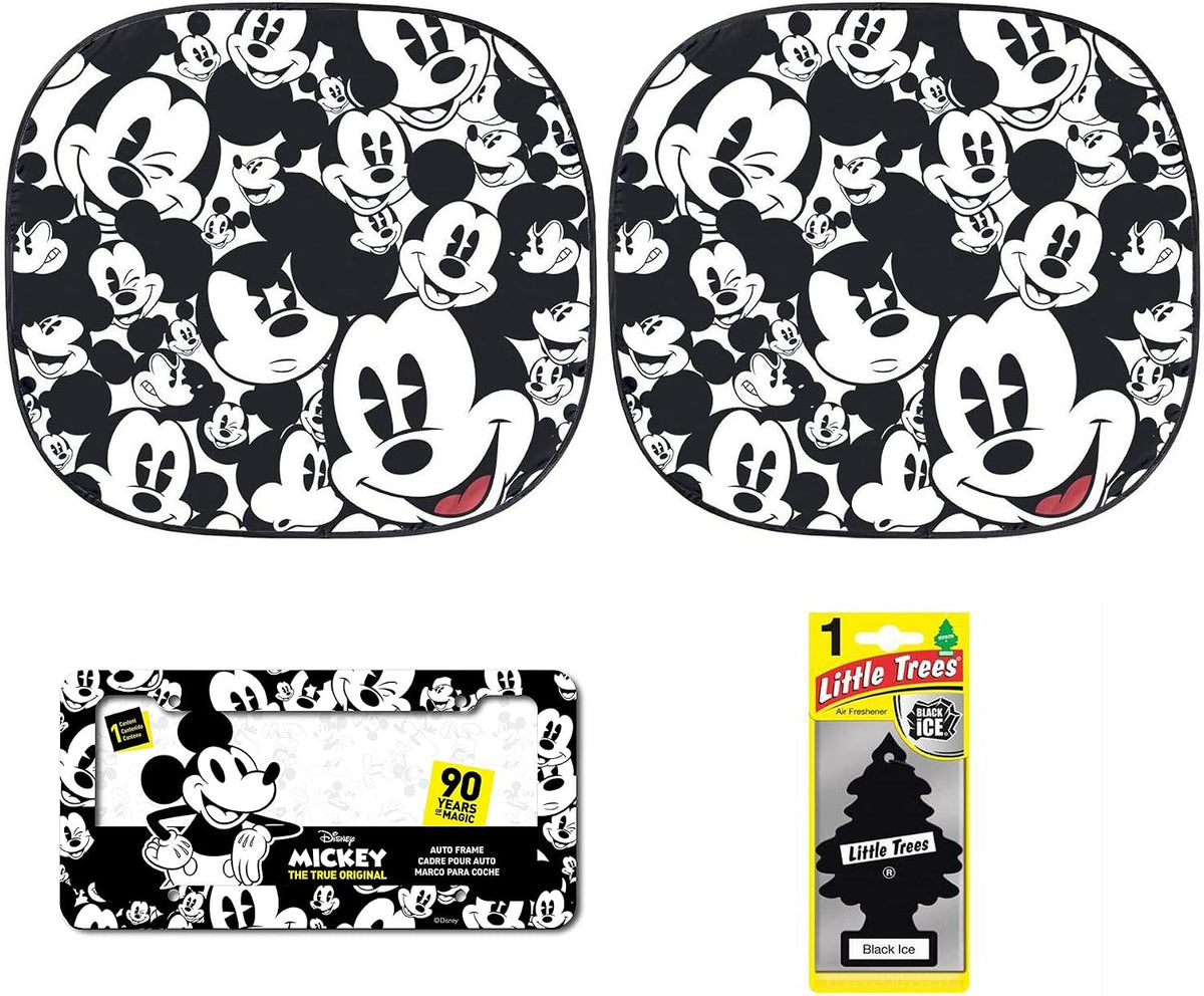 Disney Mickey Expressions Sunshade and License Plate Frame Bundle