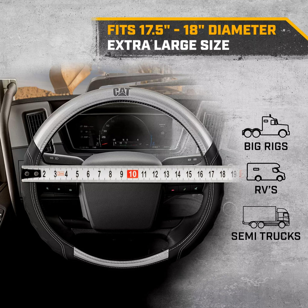 Extra Large 18in Steering Wheel Cover Black Silver Truck RV Air Bundle