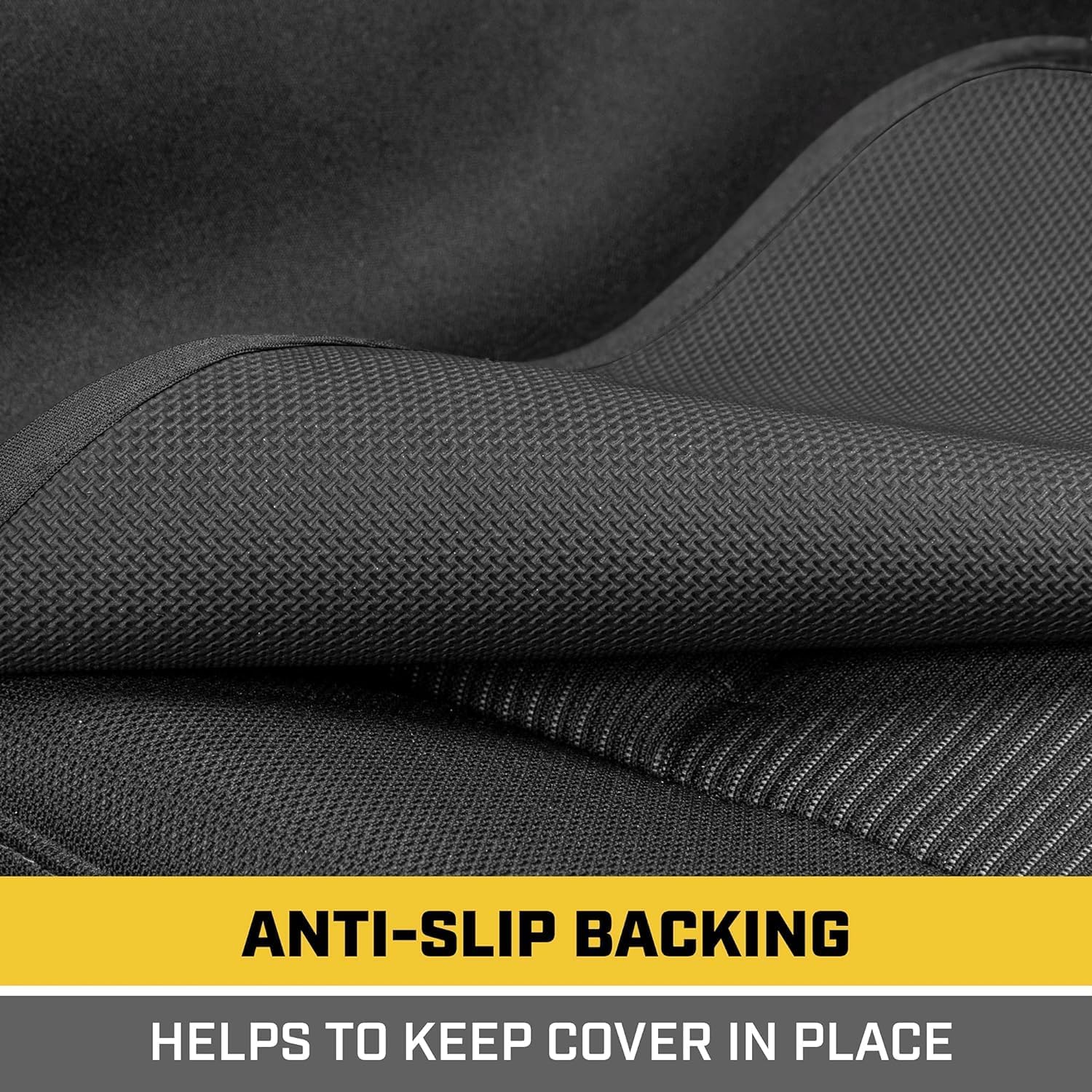 Caterpillar Waterproof Automotive Seat Cover for Cars Trucks and SUVs, 1 Piece Bundle Pack – Durable Neoprene Seat Protector for Front Seats, Black Car Seat Cover with Black Trim - Yupbizauto