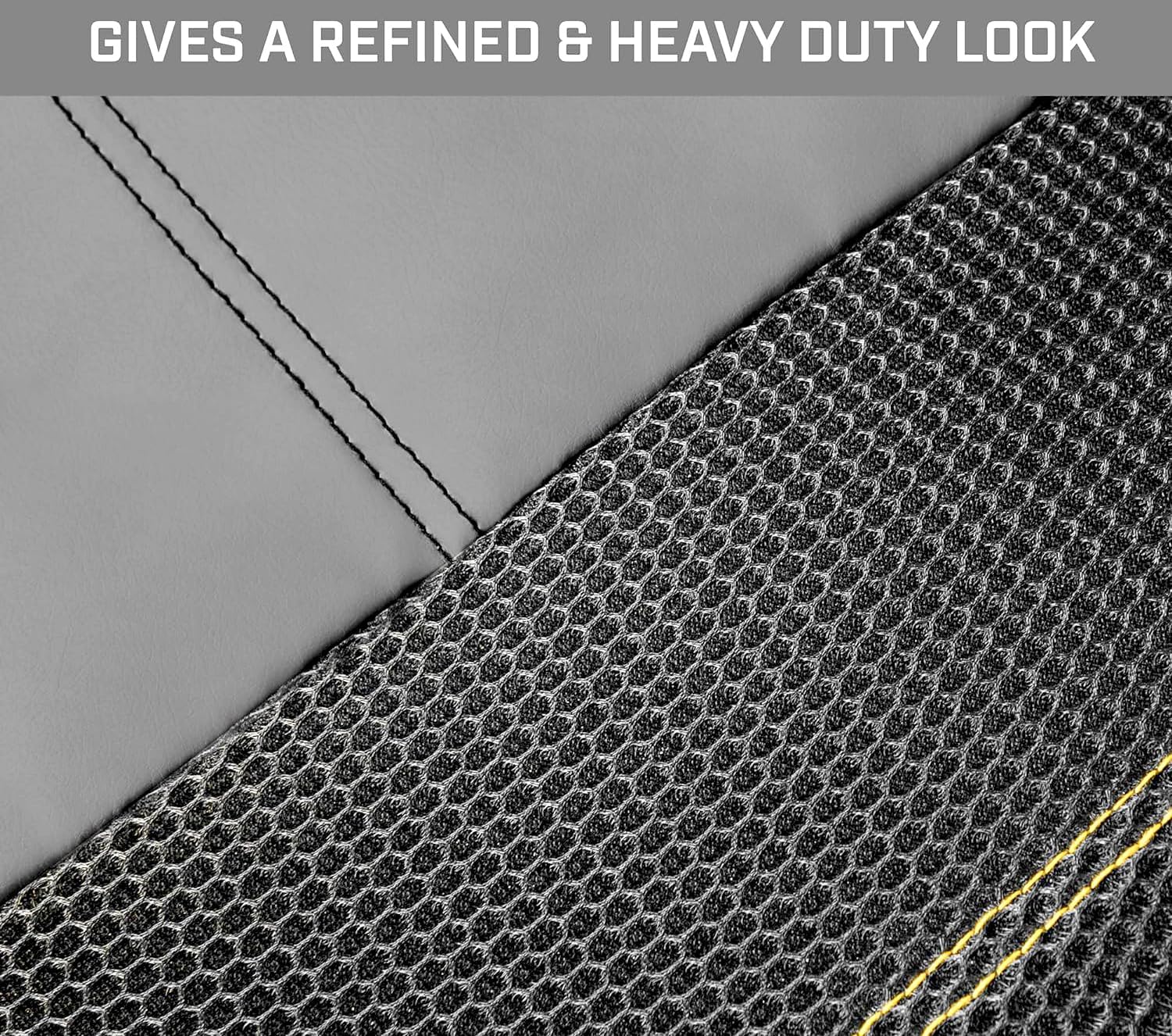 Caterpillar Black & Grey Faux Leather Front Seat Covers for Cars & Trucks - Durable Automotive Seat Cover Set with Bonus Air Freshener - Stylish Protection for Your Vehicle's Interior - Yupbizauto