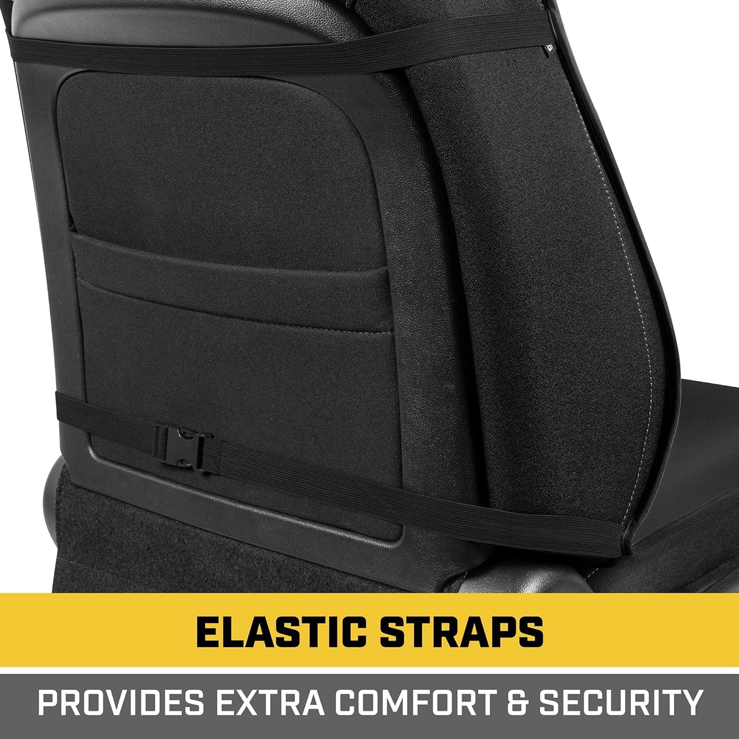 Caterpillar Waterproof Automotive Seat Cover for Cars Trucks and SUVs, 1 Piece Bundle Pack – Durable Neoprene Seat Protector for Front Seats, Black Car Seat Cover with Black Trim - Yupbizauto