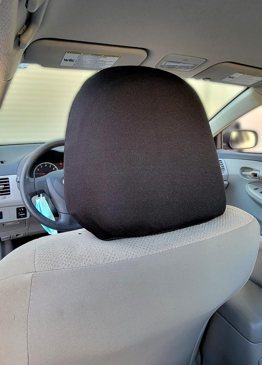 Headrest Covers for Cars & Trucks – Set of 4 Solid Black Polyester Covers with Foam Backing for DVD & TV Monitors for Most Vehicles – Durable & Stylish Protection - Yupbizauto