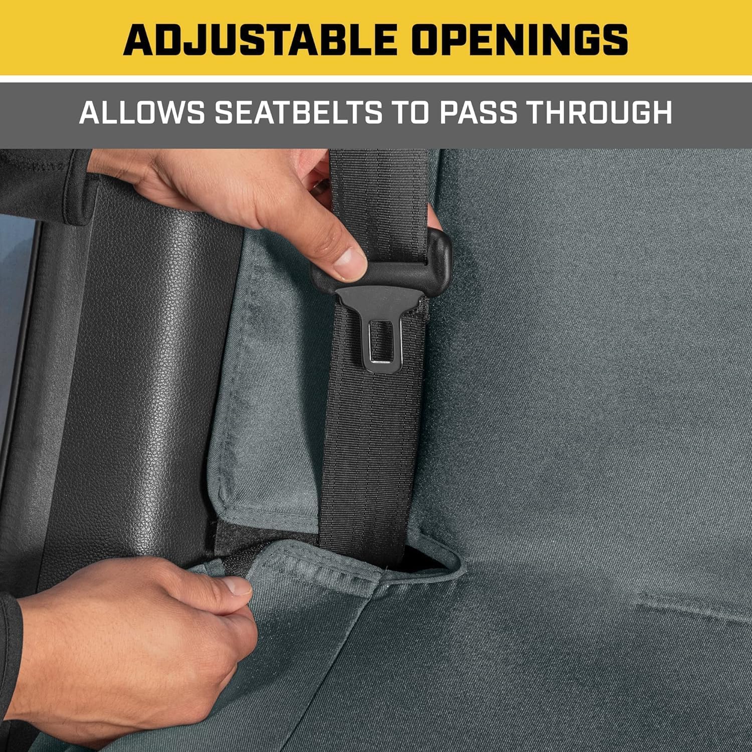 Caterpillar Universal Rear Bench Seat Cover Grey Bundle - Water-Resistant, Heavy-Duty Car, Truck, SUV Protector - Durable, Easy Install, Perfect for Pets, Work, Travel - Fits Most Vehicles - Yupbizauto