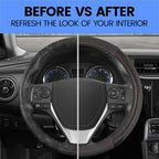 Yupbizauto Faux Leather Steering Wheel Cover with Air Freshener Set