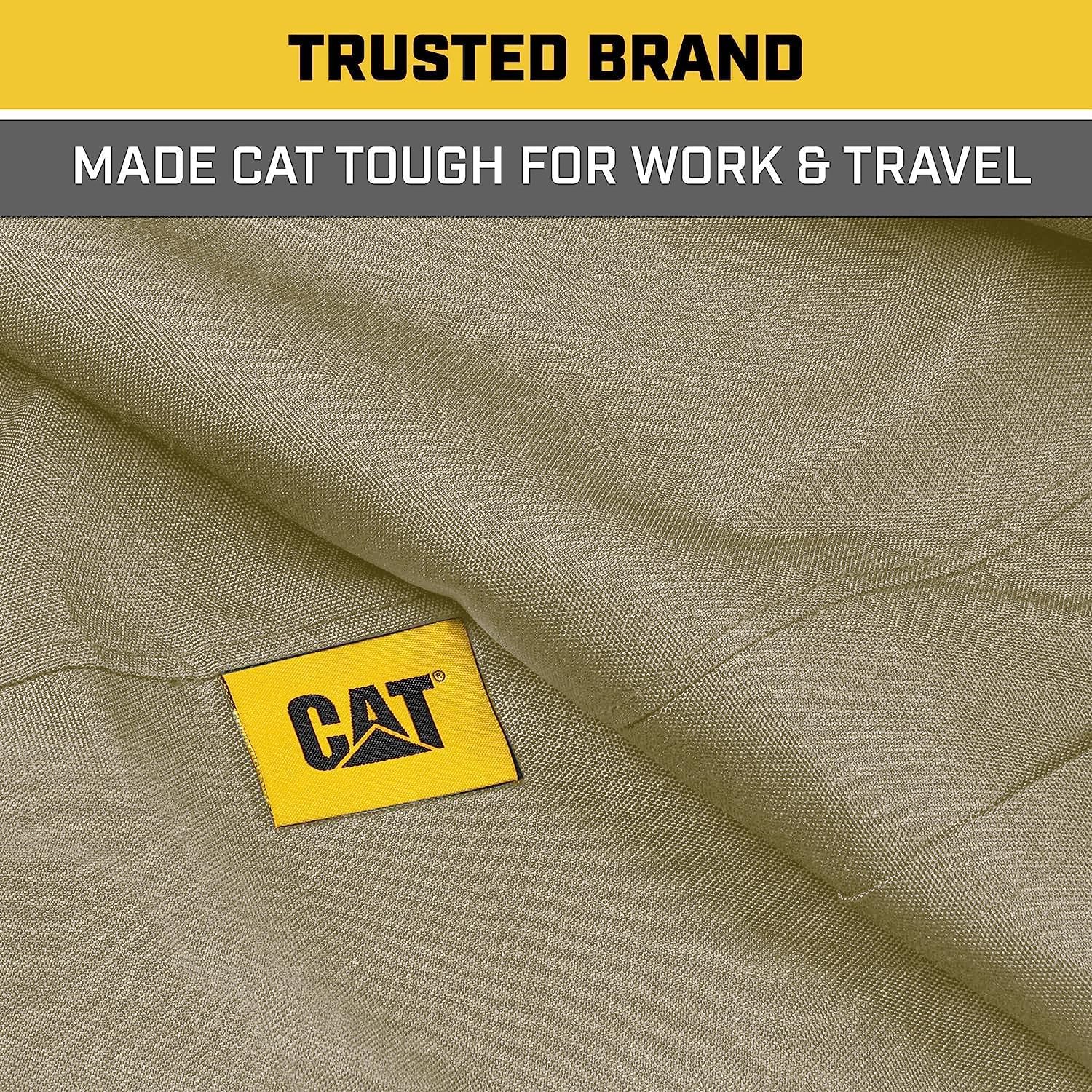 Caterpillar Custom Fit Front Beige Bench Seat Cover with Utility Pockets for Ford F250 / F350 / F450 / F550 (1999-2007) - Durable Beige Oxford Super Duty Interior Truck Seat Cover Bundle - Yupbizauto