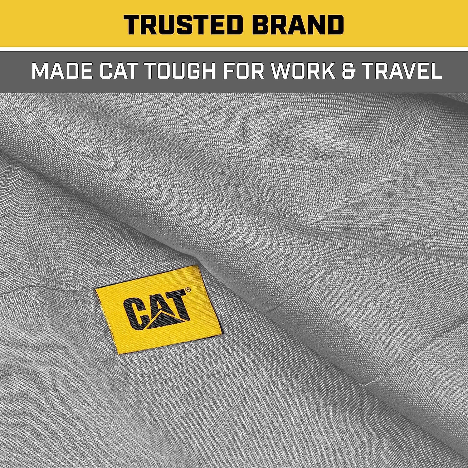 Caterpillar Custom Fit Front Bench Seat Cover with Utility Pockets for Ford F250 / F350 / F450 / F550 (1999-2007) - Durable Grey Oxford Super Duty Interior Truck Seat Cover Bundle - Yupbizauto