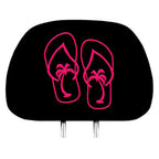 Pair of Embroidery Flip Flops Design Car Truck Seat Headrest Covers - Yupbizauto