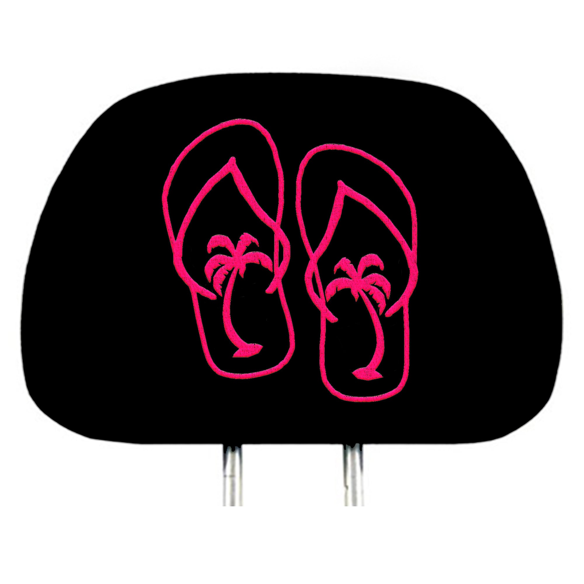 Pair of Embroidery Flip Flops Design Car Truck Seat Headrest Covers - Yupbizauto