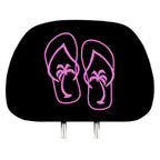 Pair of Embroidery Flip Flops Design Car Truck Seat Headrest Covers - Yupbizauto