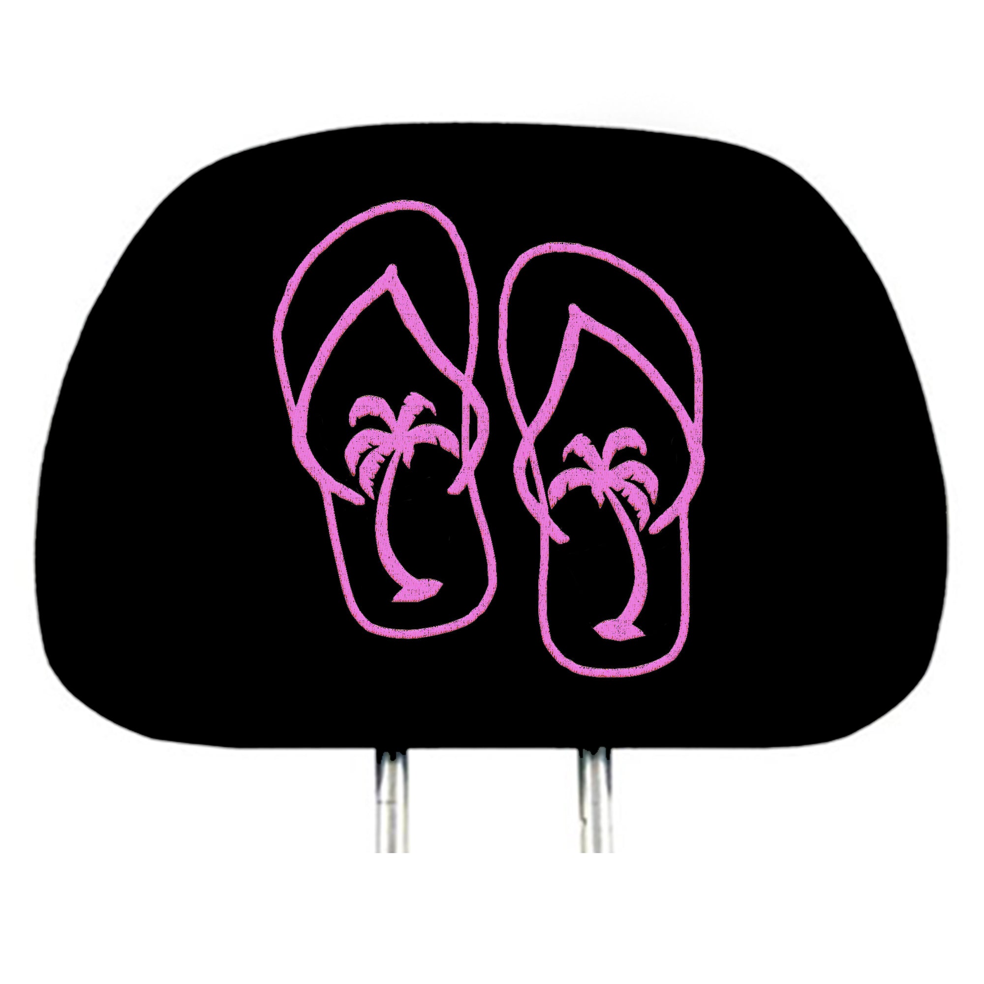 Pair of Embroidery Flip Flops Design Car Truck Seat Headrest Covers - Yupbizauto