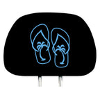 Pair of Embroidery Flip Flops Design Car Truck Seat Headrest Covers - Yupbizauto