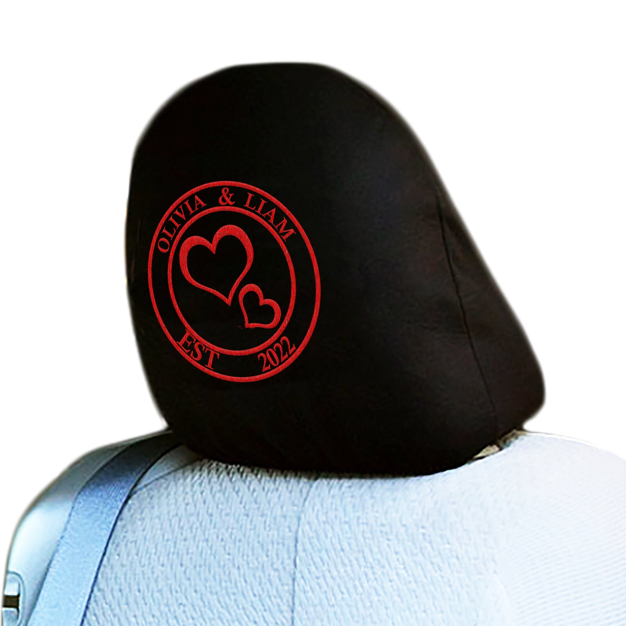 Yupbizauto Customized Personalized Lover Car Truck Seat Headrest Cover Auto Accessories 1 Piece Black - Yupbizauto