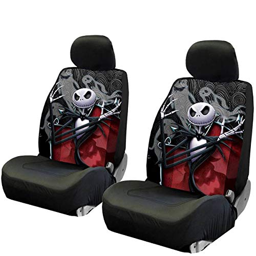 Yupbizauto New Plasticolor Nightmare Before Christmas Jack Skellington Ghostly Car Truck SUV Seat Covers Sunshade Headrest Covers Bundle Set - Yupbizauto