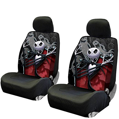 Yupbizauto New 4 Pieces Nightmare Before Christmas Jack Skellington Ghostly Car Truck SUV Low Back Seat Covers Bundle Set with Air Freshener - Yupbizauto