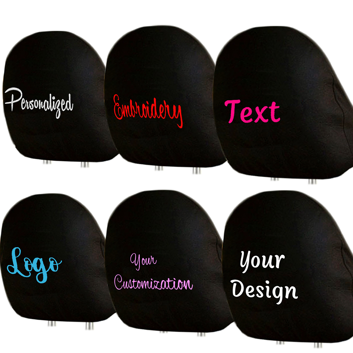 Personalized Embroidered Headrest Cover 1 Piece– Made in USA - Yupbizauto