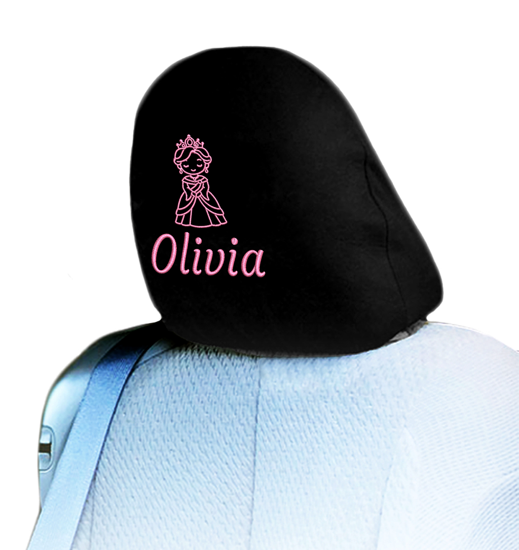 Personalized King & Queen Car Headrest Covers – 2 Pack