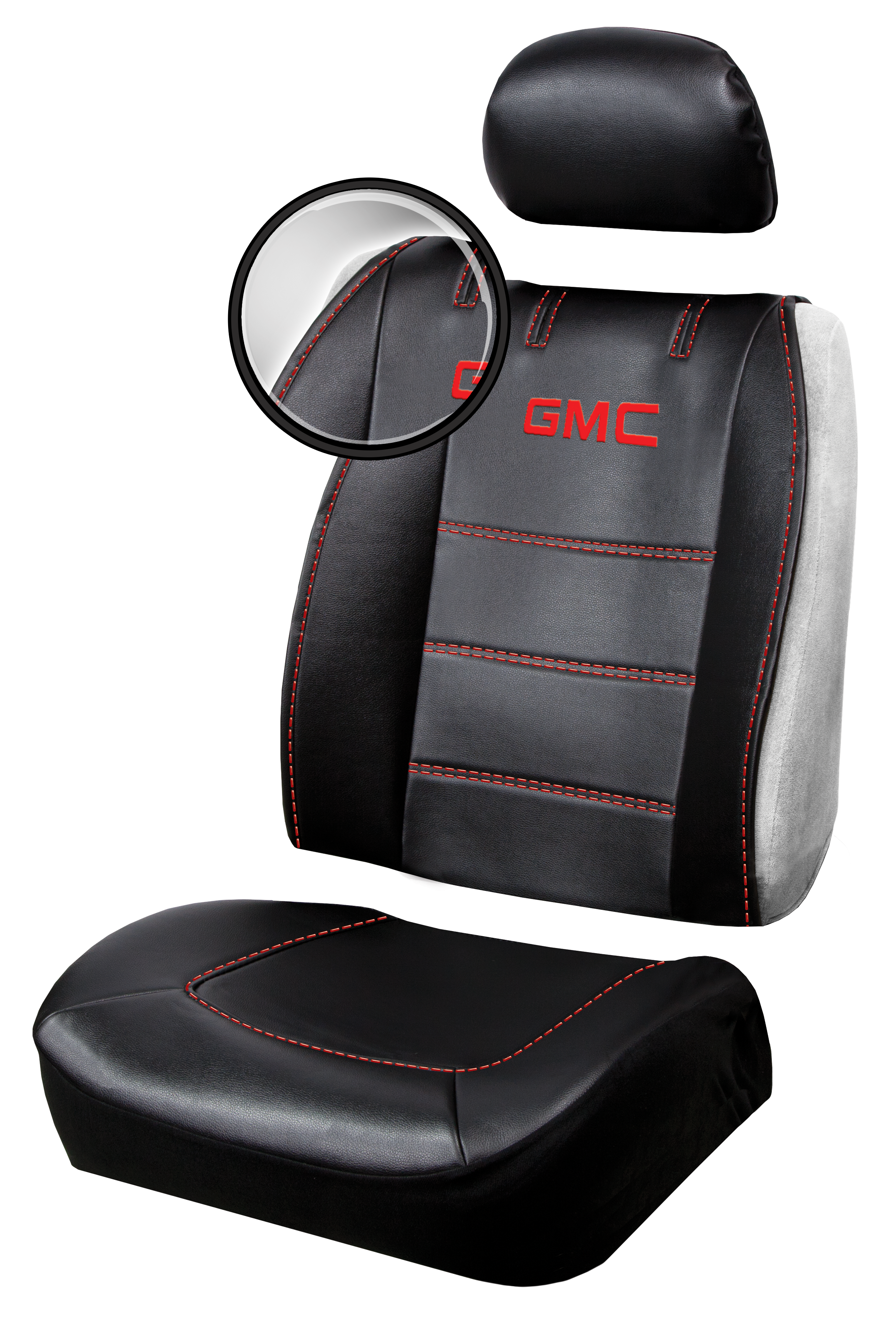 Pair of Plasticolor Premium 3 Piece Sideless Car Truck or SUV Seat Cover with GMC Logo and Cargo Pocket Compatible with GMC - Yupbizauto