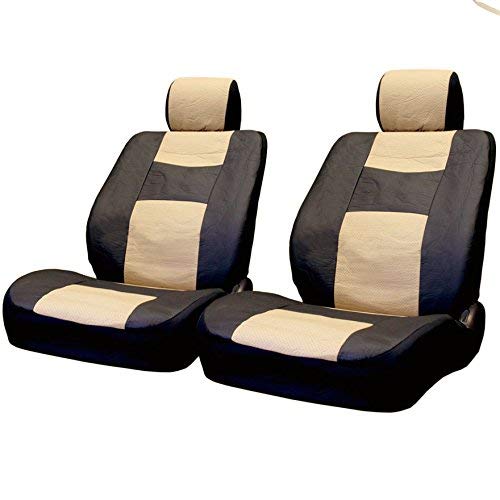 Yupbizauto - Synthetic Leather Car Truck SUV Seat Covers Set Premium Grade Black and Tan Quality Seat Protection - Universal Size - Airbag Compatible - Support 60 40 Split Seats - Yupbizauto
