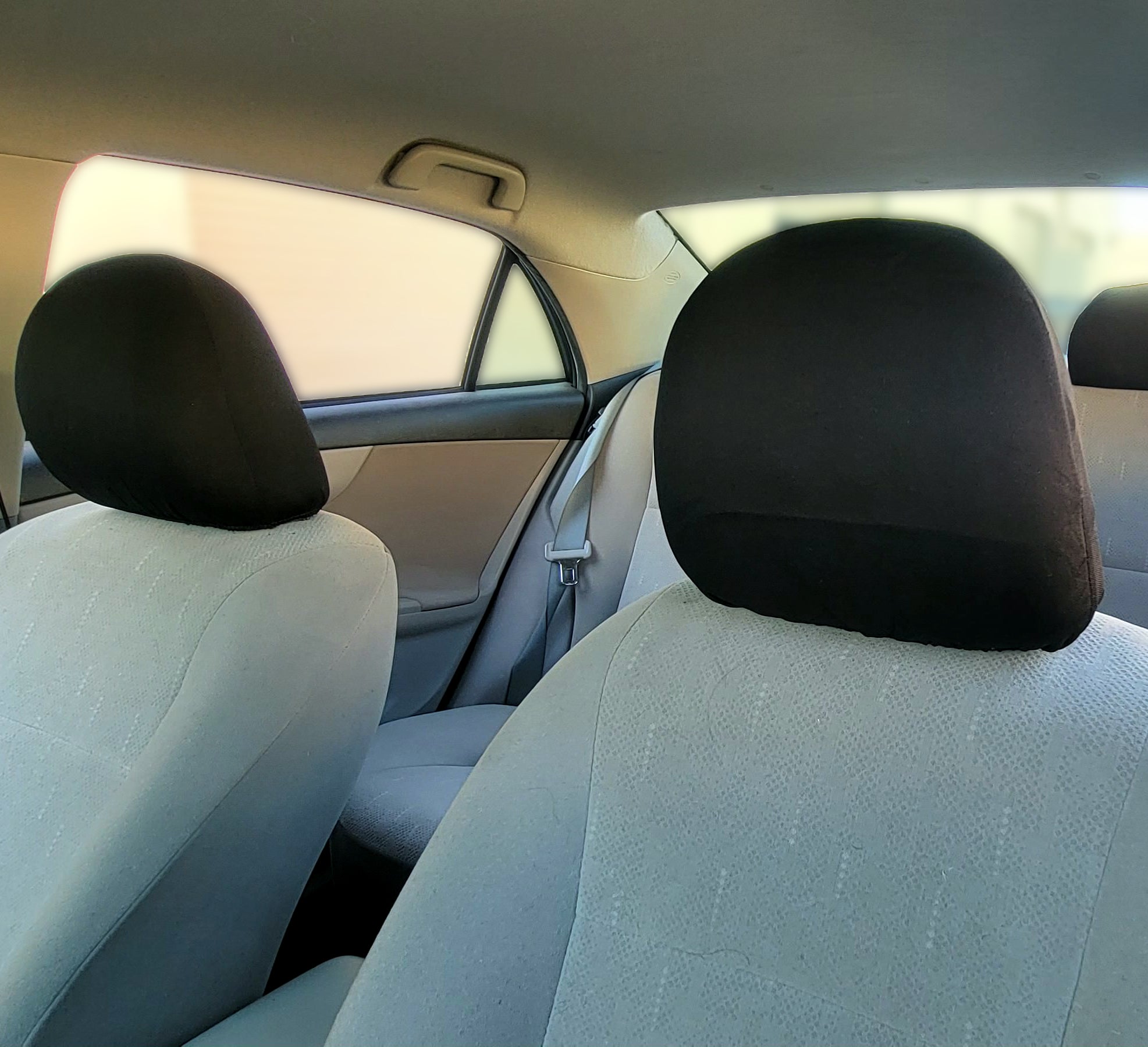 5X Cars Trucks & Cover Plain Solid Black Polyester Universal Headrest Covers with Foam Backing- Set of 2 - Yupbizauto