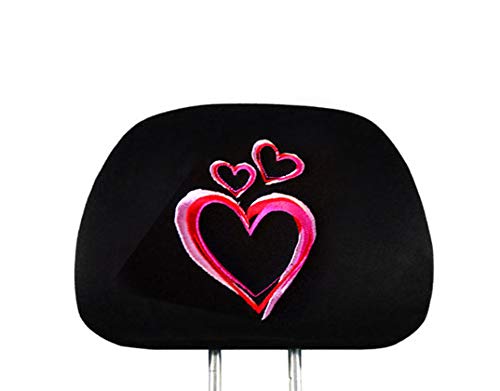 Yupbizauto New Large Pink Heart Car Truck SUV Seat Covers with Embroidery Logo Headrest Covers Floor Mats Gift Set for Women Universal Size - Yupbizauto