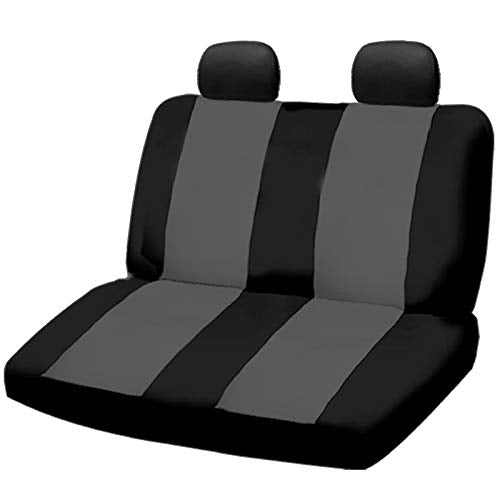 New Universal Size Car Truck Seat Covers Black and Grey Polyester Flat Cloth Front and Rear Full Set with Gift - Yupbizauto