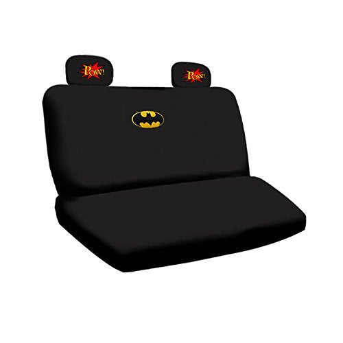 Deluxe BDK Batman Car Seat Covers with 2 Classic POW! Logo Headrest Covers Bundled Gift Set - Yupbizauto