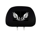 New Black Flat Cloth Universal Fit Car Seat Covers With Embroidery Logo Headrest Covers Support 60/40 Split Seats (Wing) - Yupbizauto