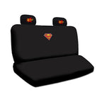 Ultimate Superman Car Seat Covers Floor Mats Set from BDK Bundled with Classic BAM! Logo Headrest Covers - Yupbizauto
